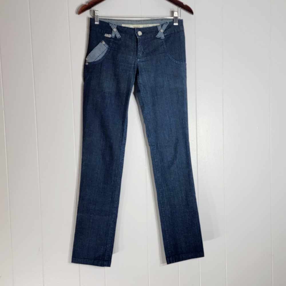 4/$20 Wexler Columbia Low Rise Straight Leg Contrast Stitch Jeans Size Medium